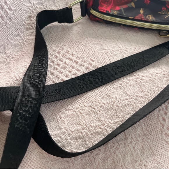 Betsey Johnson Floral Rose Crossbody Purse Adjustable Strap Gold Color Details - Picture 4 of 4